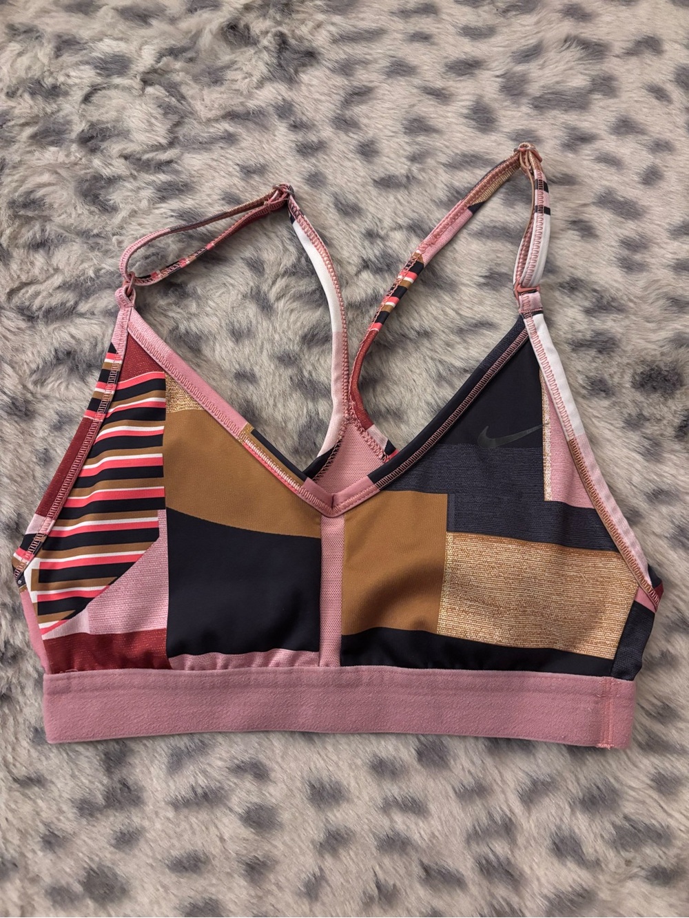 Nike Dri-FIT Indy Color Block Sports Bra Pink & Black XS